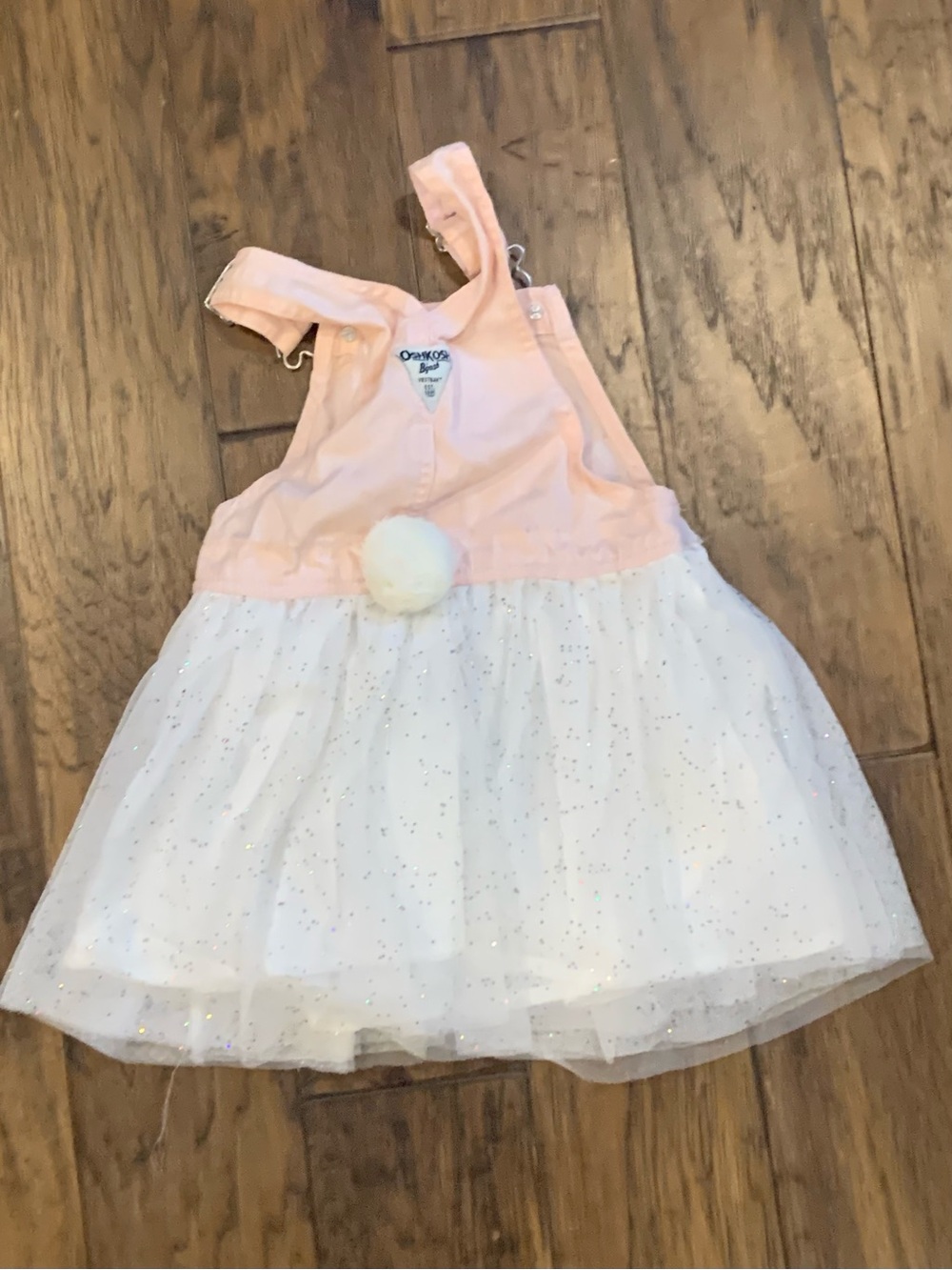 Pink Bunny Overall Dress with White Sparkle Tulle Skirt - Picture 4 of 5